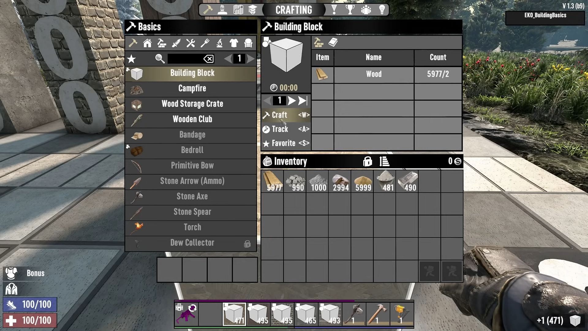 Buildi menu in 7DTD (Image via The Fun Pimps)
